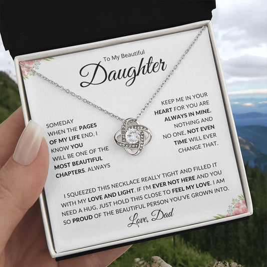To My Beautiful Daughter | The Most Beautiful Chapter | Love Dad | Love Knot Necklace - ALL4THEGIFTOFIT