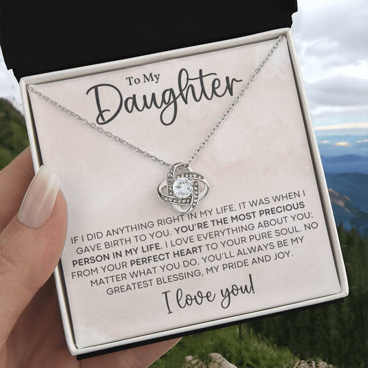 To My Daughter | The Most Precious Person In My Life | Love Knot Necklace