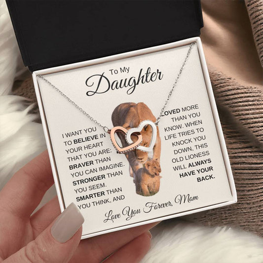 To My Daughter | I Will Always Have Your Back | Interlocking Hearts Necklace