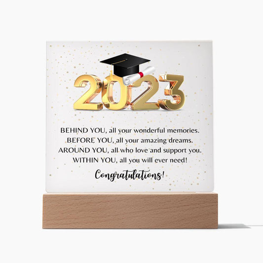 2023 Graduation | Square Acrylic Plaque (LED Option) - ALL4THEGIFTOFIT