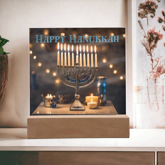 Happy Hanukkah Square Acrylic Plaque