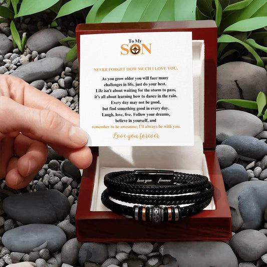 To My Son | Remember to be Awesome | Men's "Love You Forever" Bracelet - ALL4THEGIFTOFIT