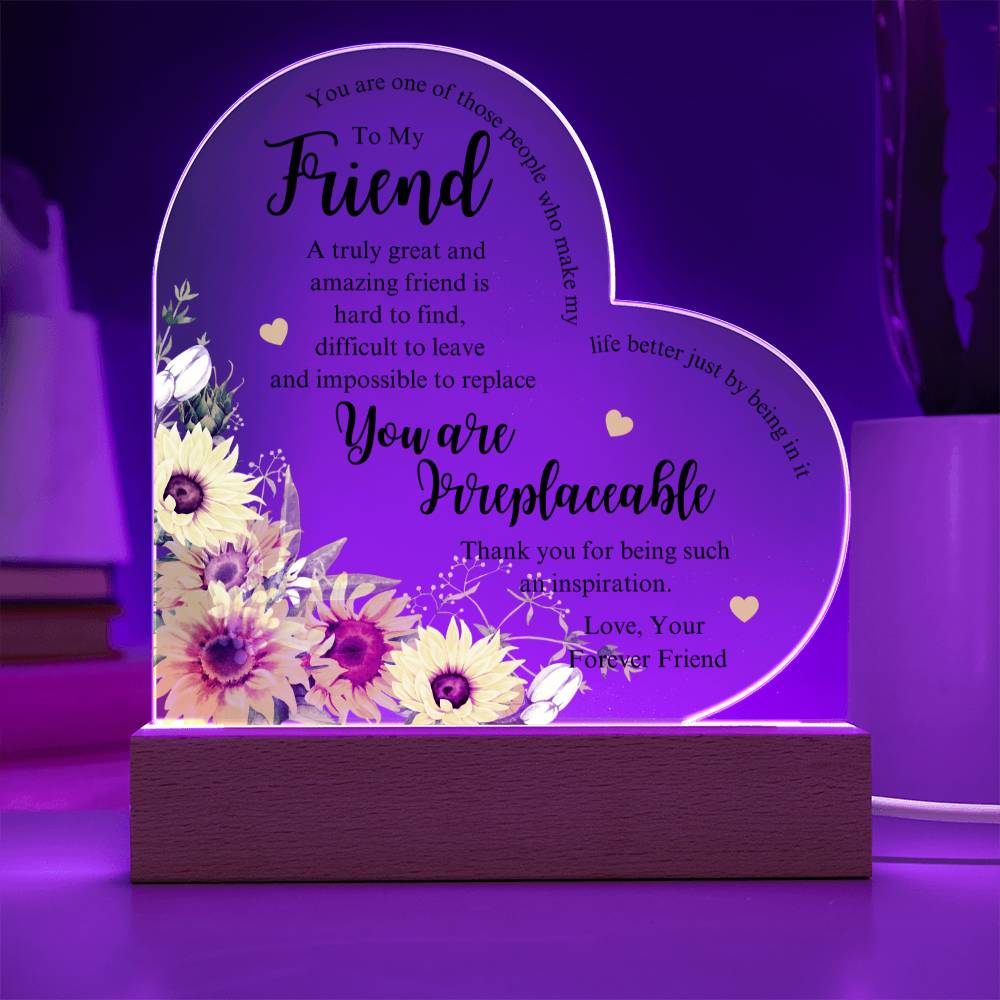 Friend You Are Irreplaceable Acrylic Plaque