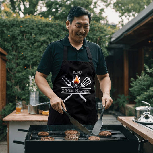 Dad The Grill Master Apron - Black