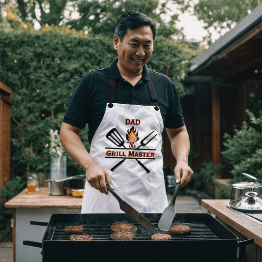 Dad The Grill Master Apron - White RB