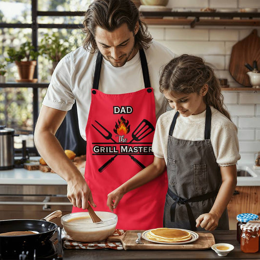 Dad The Grill Master Apron - Red