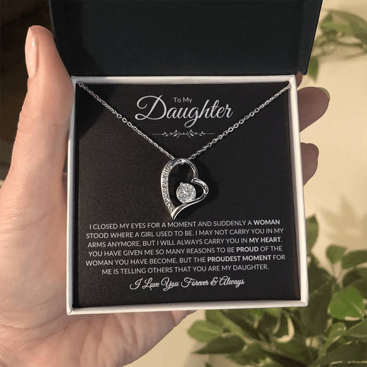 To My Daughter | I Closed My Eyes - Black Card | Forever Love Necklace