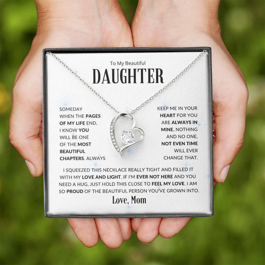 To My Beautiful Daughter | Forever in my Heart | Love Mom | Forever Love Necklace - ALL4THEGIFTOFIT