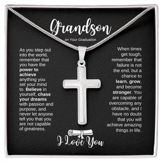 Grandson on Your Graduation | Believe in Yourself | Cross Neclace - ALL4THEGIFTOFIT