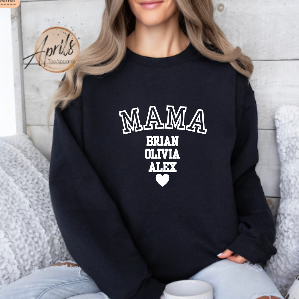 Mama Personalized T-Shirt | Sweat Shirt | Hoodie - White Design