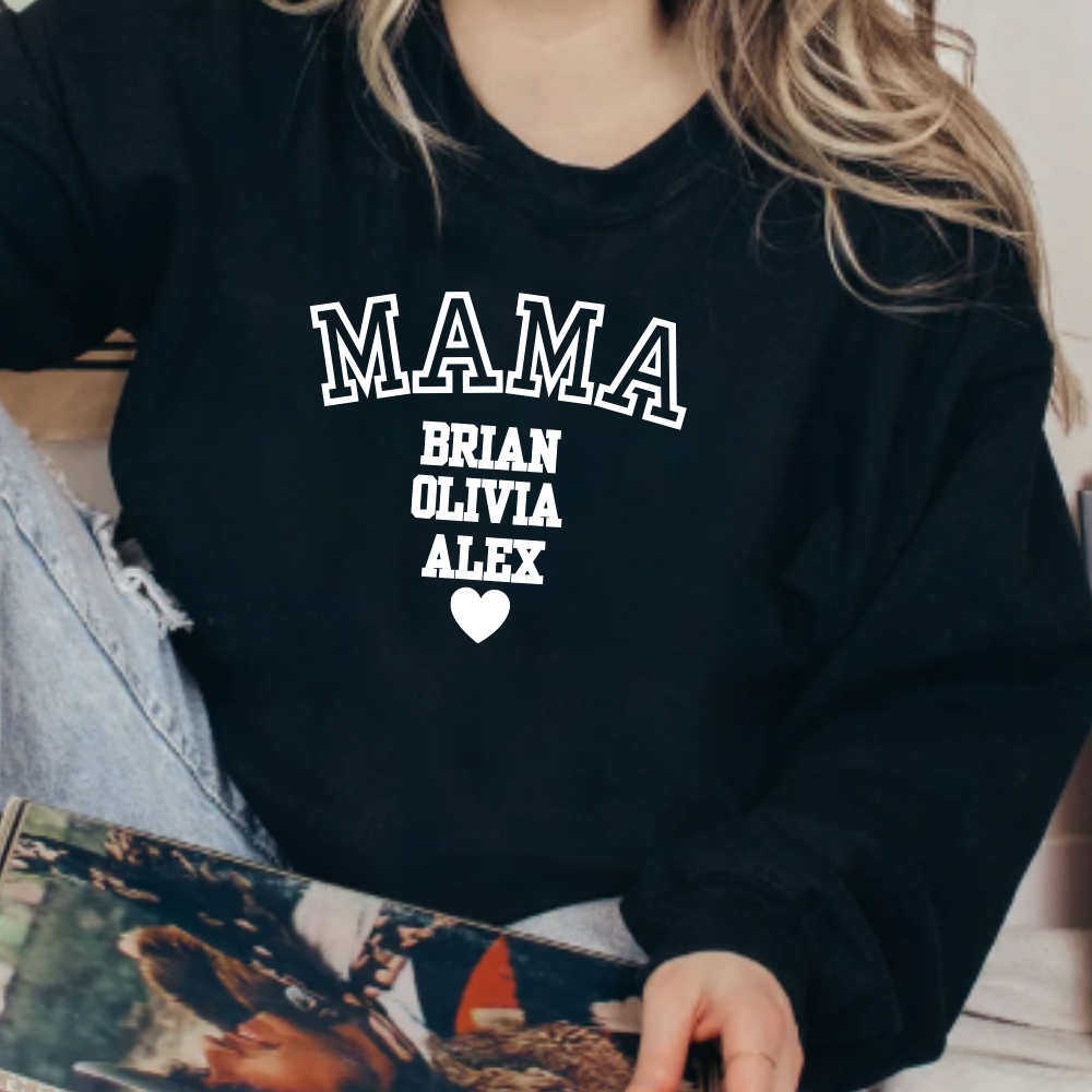 Mama Personalized T-Shirt | Sweat Shirt | Hoodie - White Design