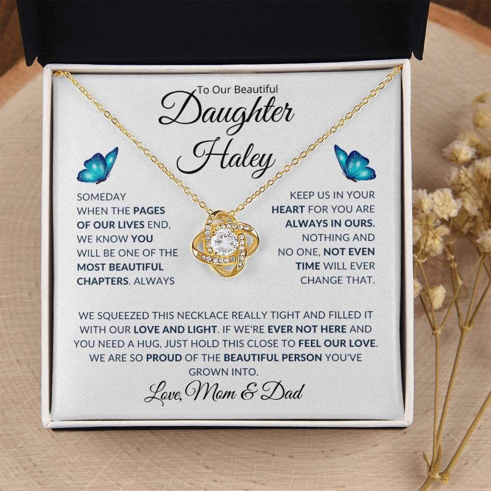 Personalized To Our Beautiful Daughter... | Love Knot Necklace