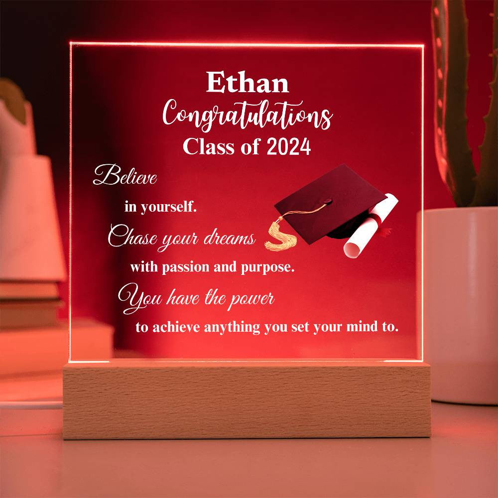 Personalized Congratulations Class Of...Graduation Acrylic Square Plaque (WD)