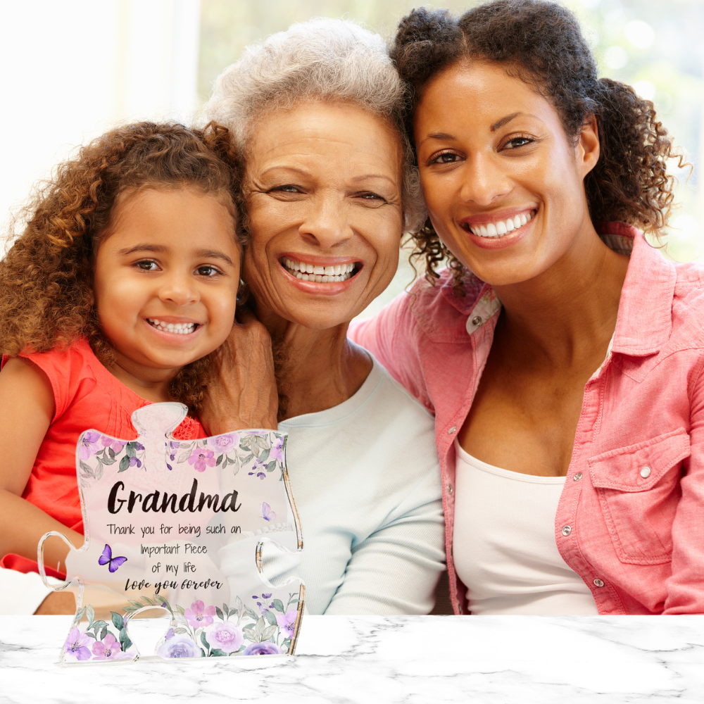 Grandma | Important Piece |  Printed Acrylic Puzzle Plaque | Gift for Mother's Day, Birthdays, Holidays, Special Occasions