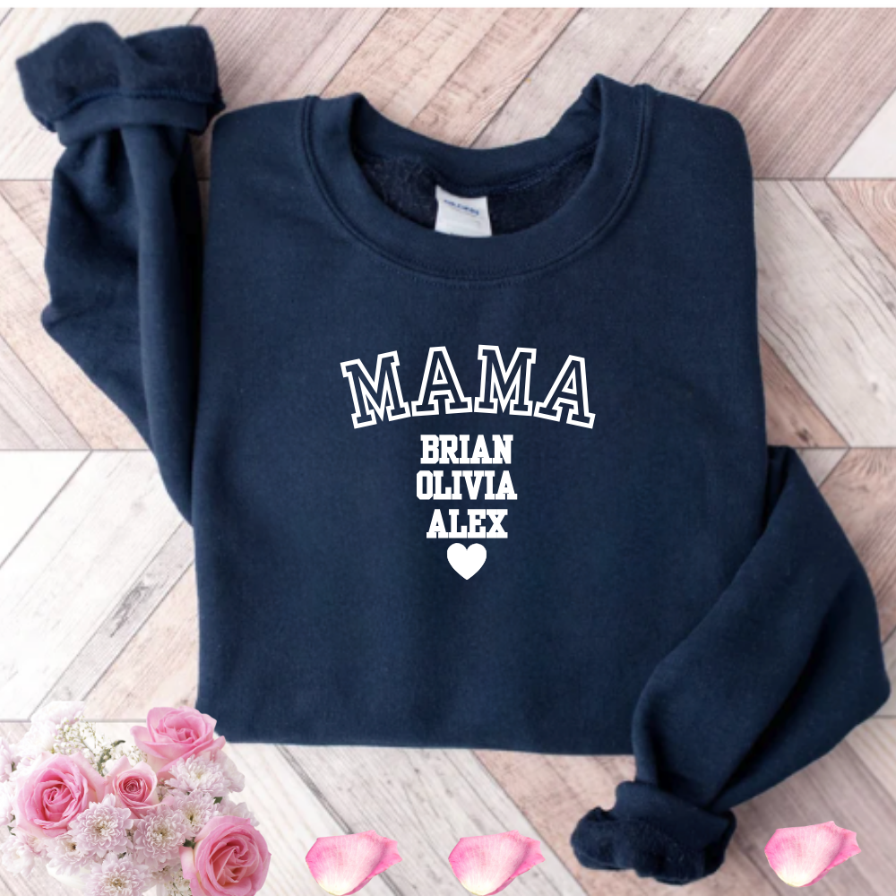 Mama Personalized T-Shirt | Sweat Shirt | Hoodie - White Design