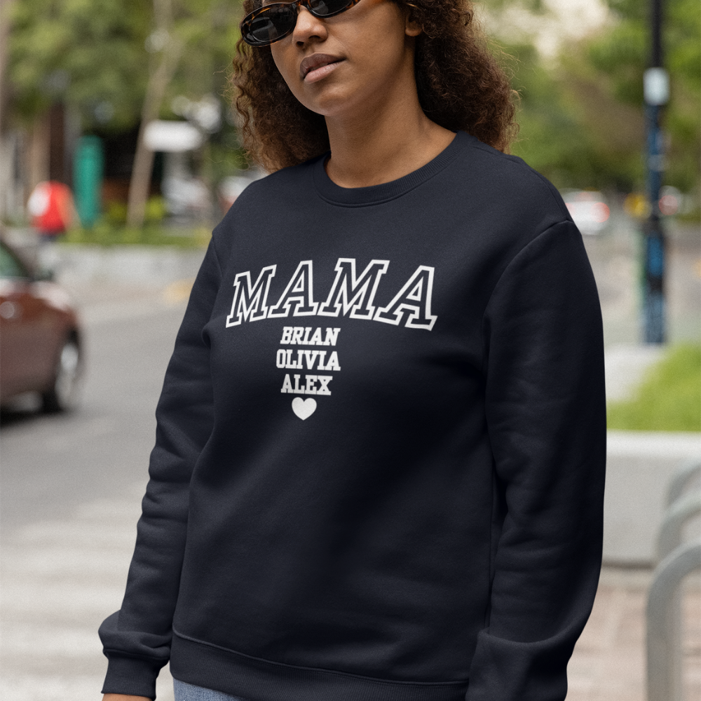 Mama Personalized T-Shirt | Sweat Shirt | Hoodie - White Design