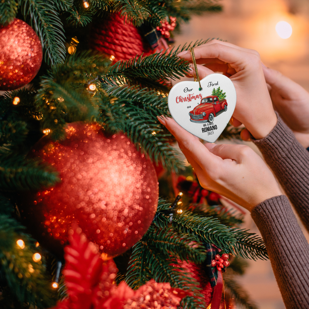 Personalized Mr. & Mrs. 2023 First Christmas Heart Ornament