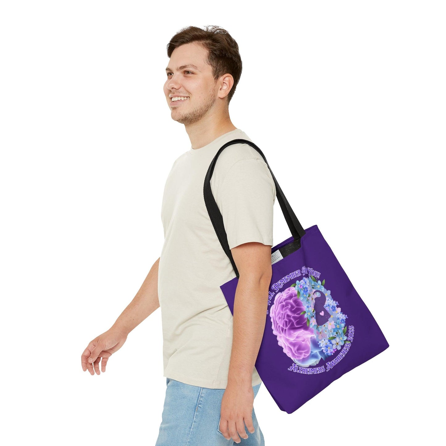 I Will Remember For You - Alzheimers Awareness Purple Tote Bag Brain (AOP) - ALL4THEGIFTOFIT