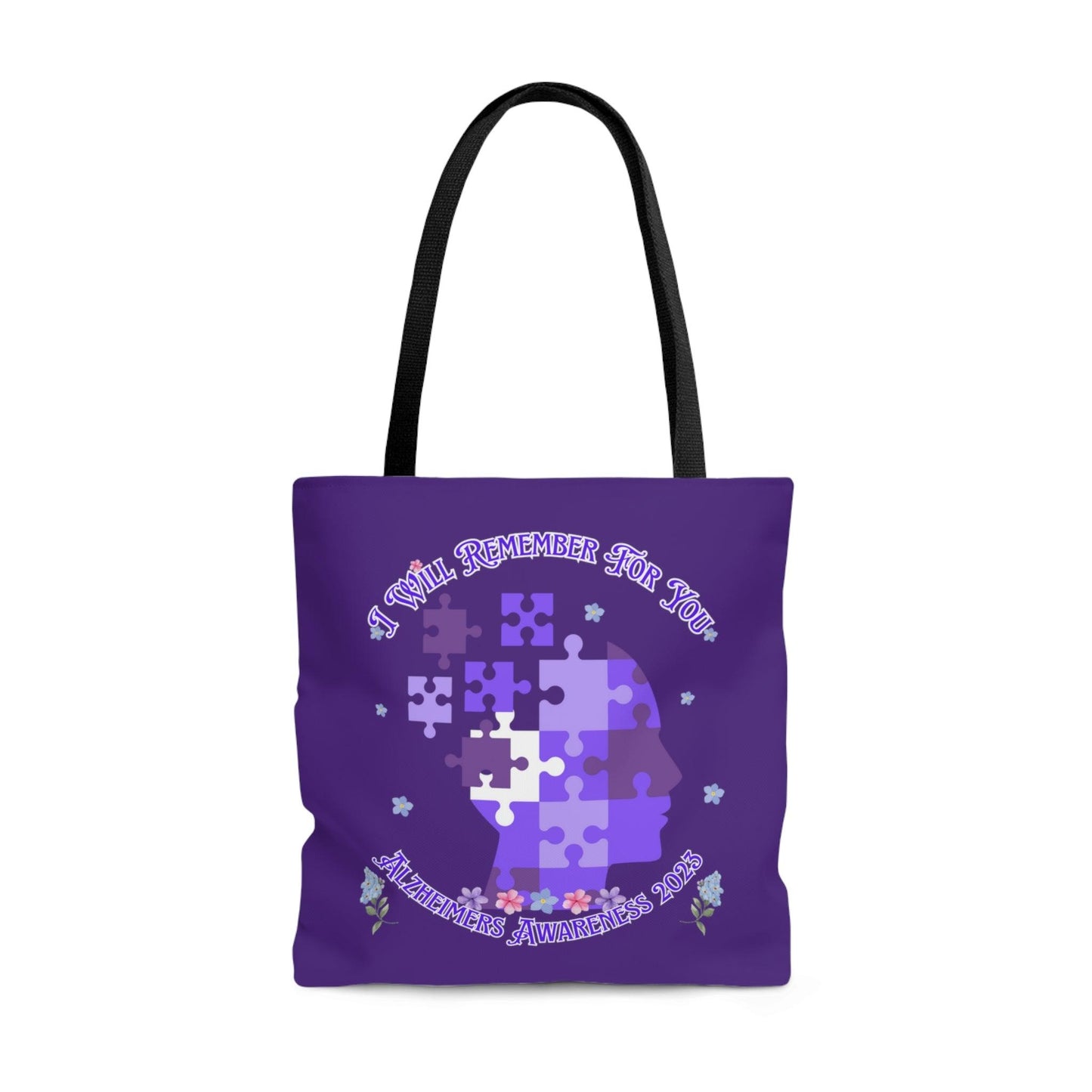 I Will Remember For You - Alzheimers Awareness Tote Bag Purple Puzzle (AOP) - ALL4THEGIFTOFIT