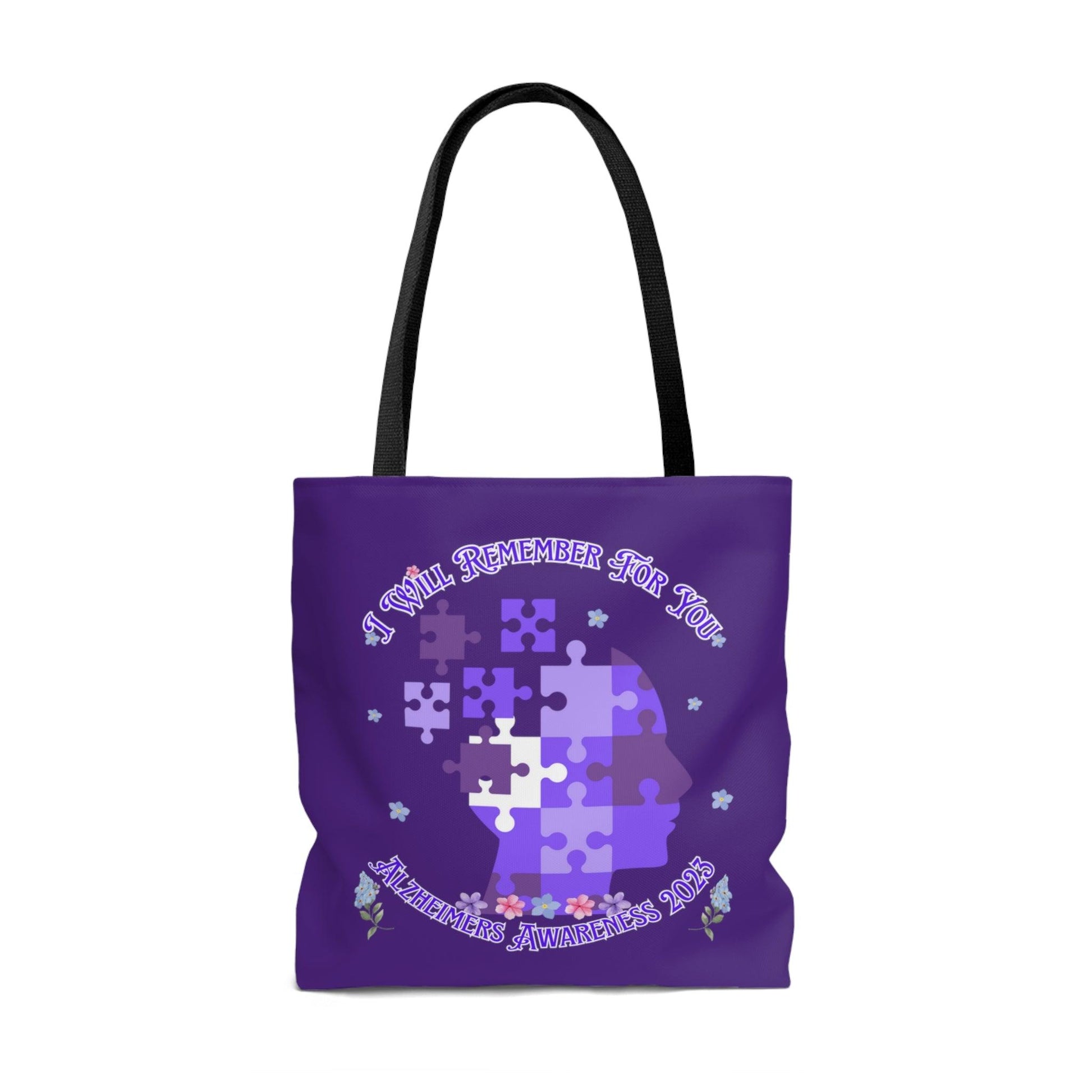 I Will Remember For You - Alzheimers Awareness Tote Bag Purple Puzzle (AOP) - ALL4THEGIFTOFIT