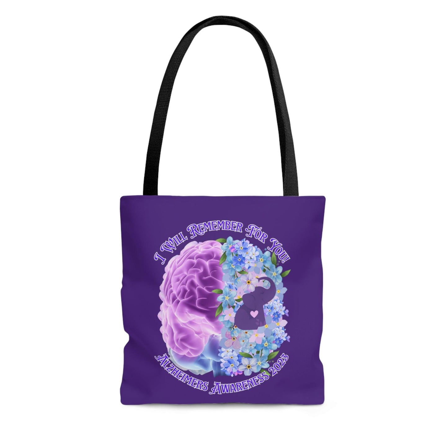 I Will Remember For You - Alzheimers Awareness Purple Tote Bag Brain (AOP) - ALL4THEGIFTOFIT