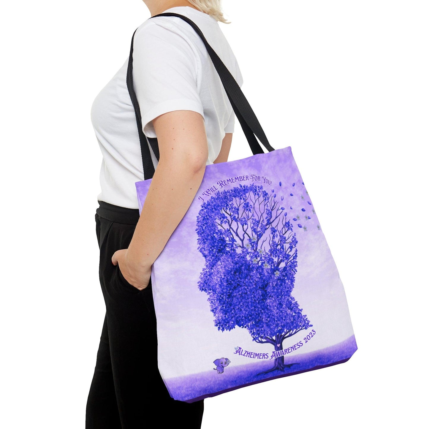 I Will Remember For You - Alzheimers Awareness Purple Head Tote Bag (AOP) - ALL4THEGIFTOFIT