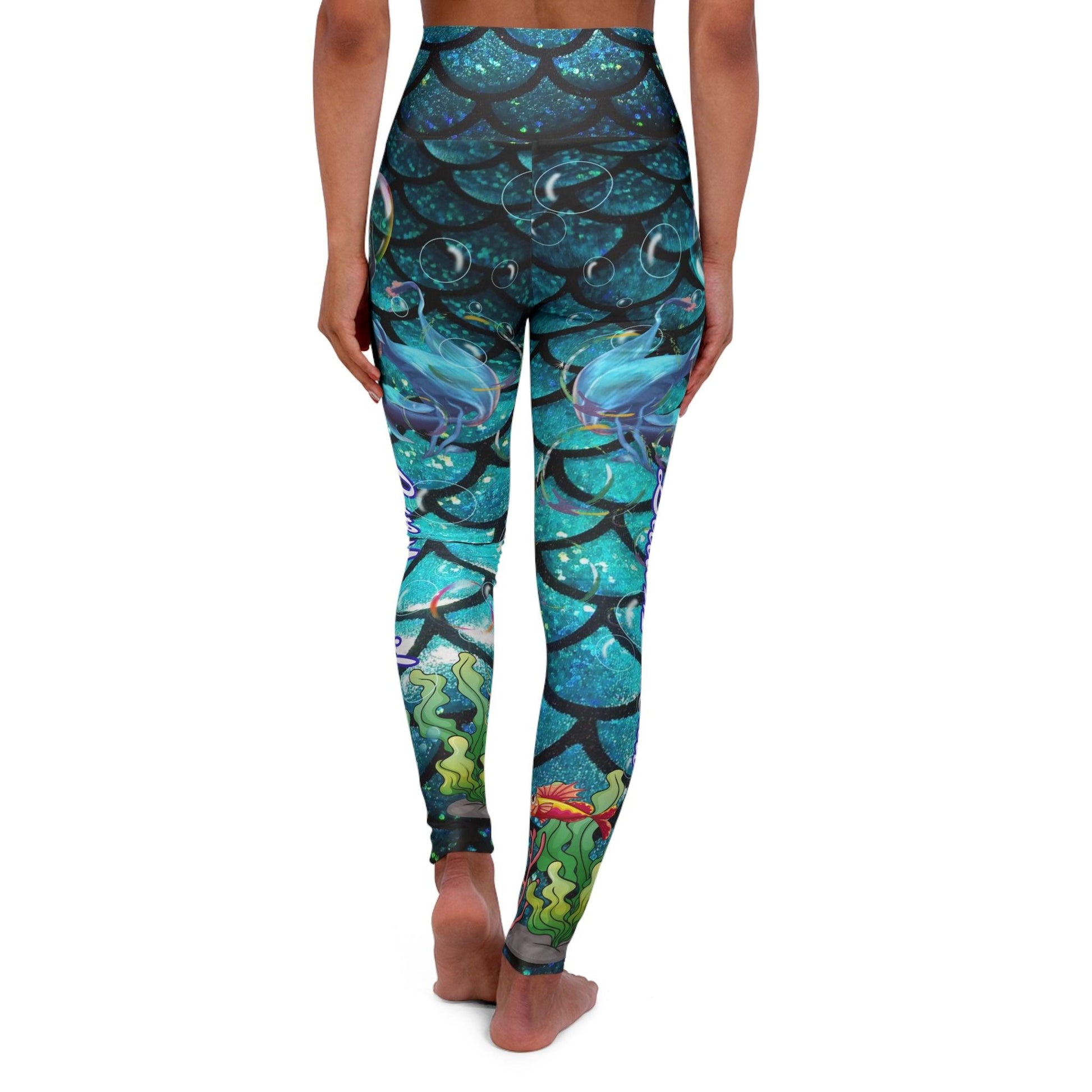 Ladies Little Mermaid High Waisted Yoga Leggings (AOP) - ALL4THEGIFTOFIT