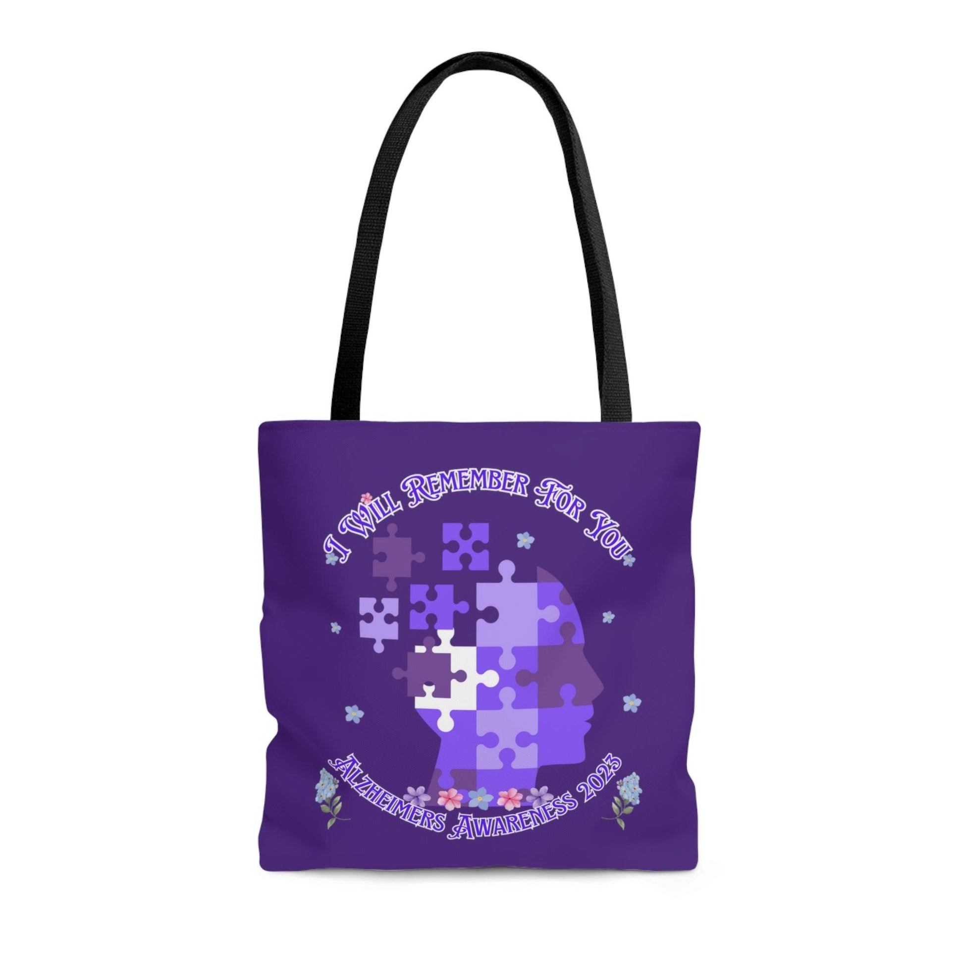 I Will Remember For You - Alzheimers Awareness Tote Bag Purple Puzzle (AOP) - ALL4THEGIFTOFIT