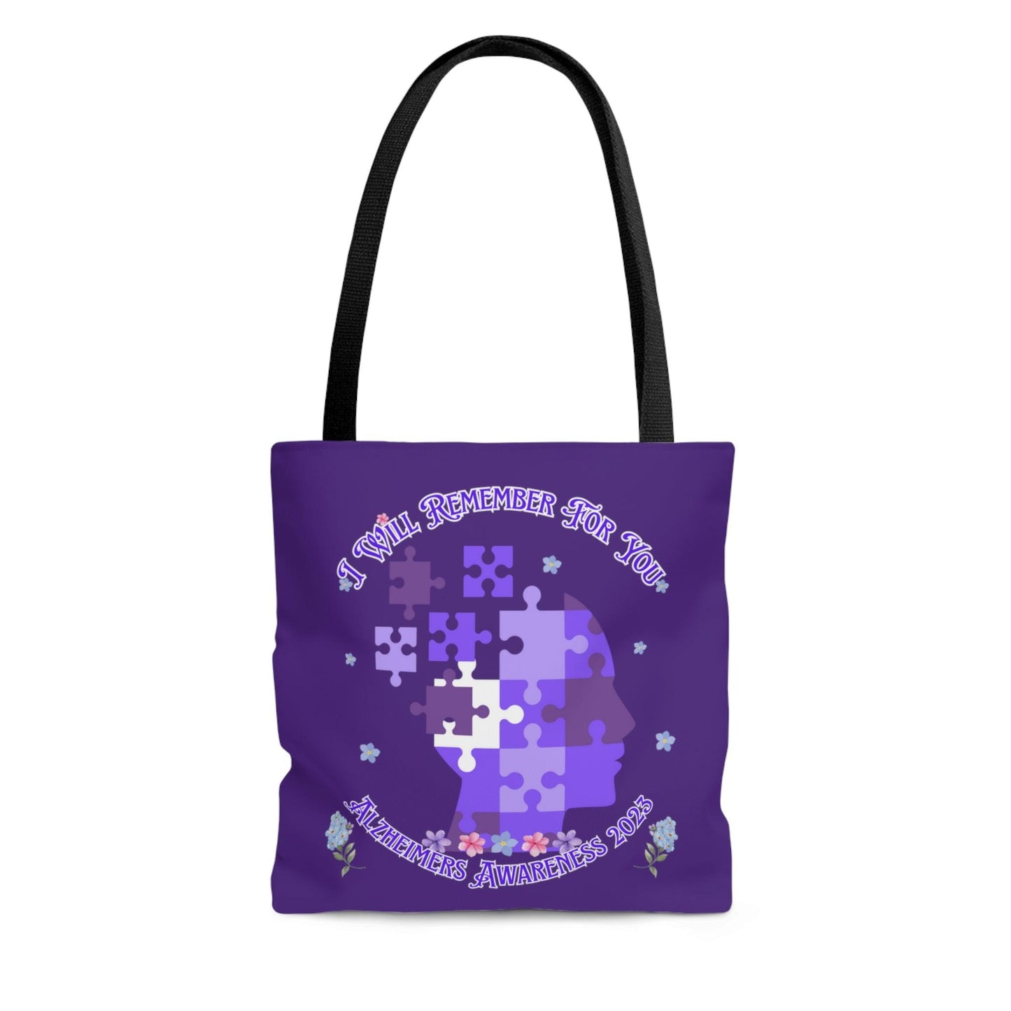 I Will Remember For You - Alzheimers Awareness Tote Bag Purple Puzzle (AOP) - ALL4THEGIFTOFIT