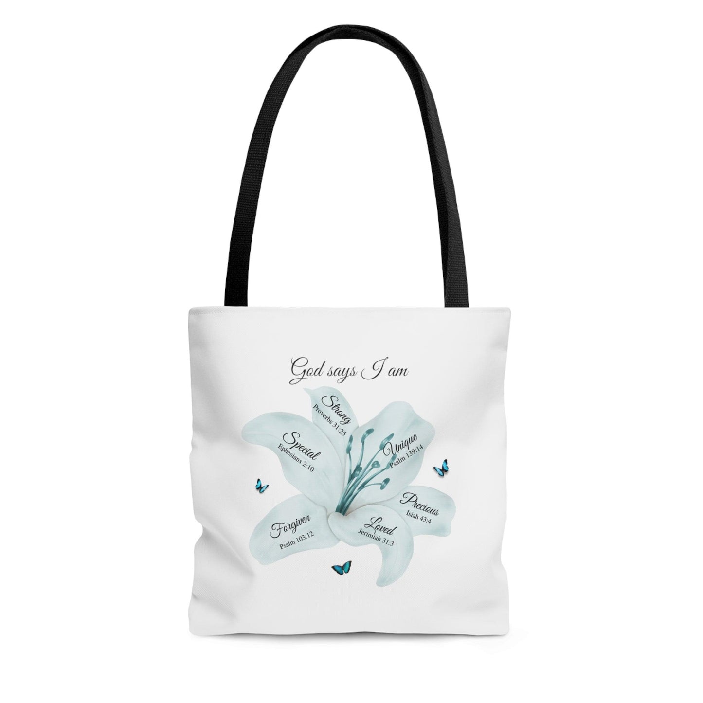 God Says... White Tote Bag (AOP) - ALL4THEGIFTOFIT