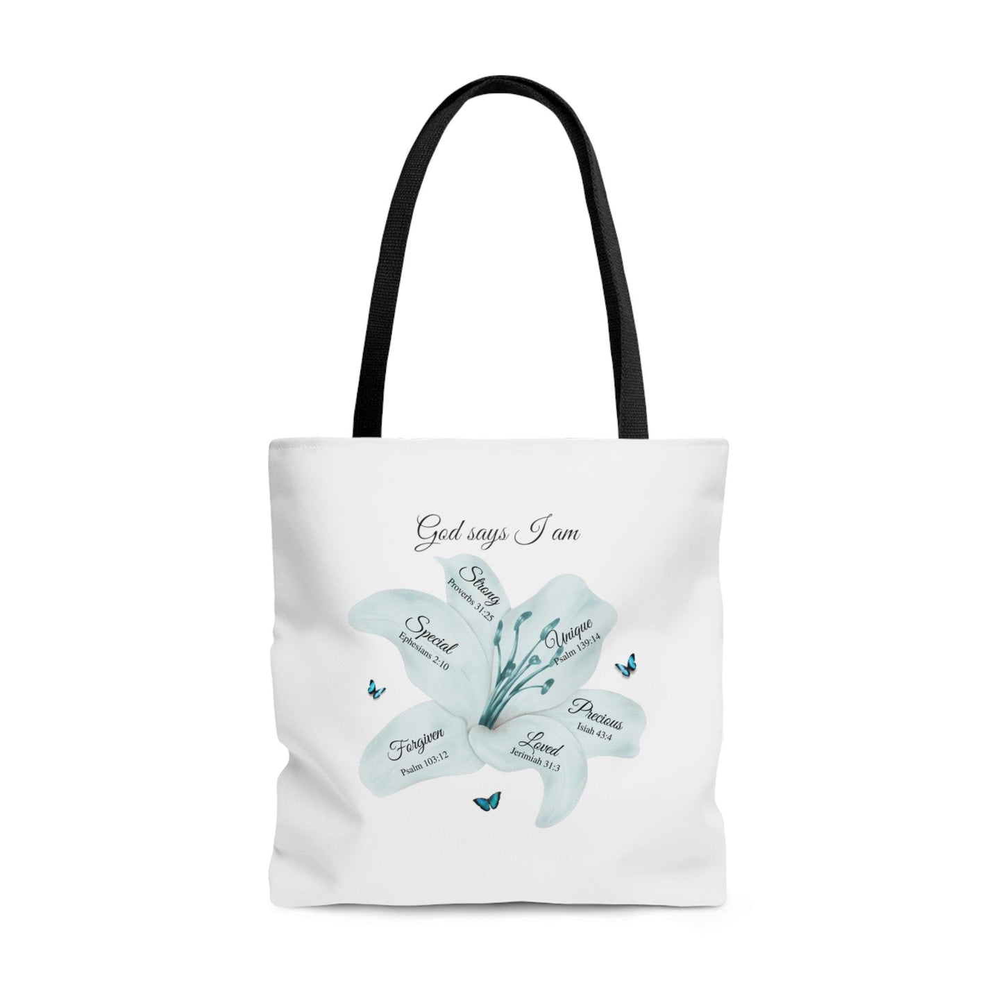 God Says... White Tote Bag (AOP) - ALL4THEGIFTOFIT