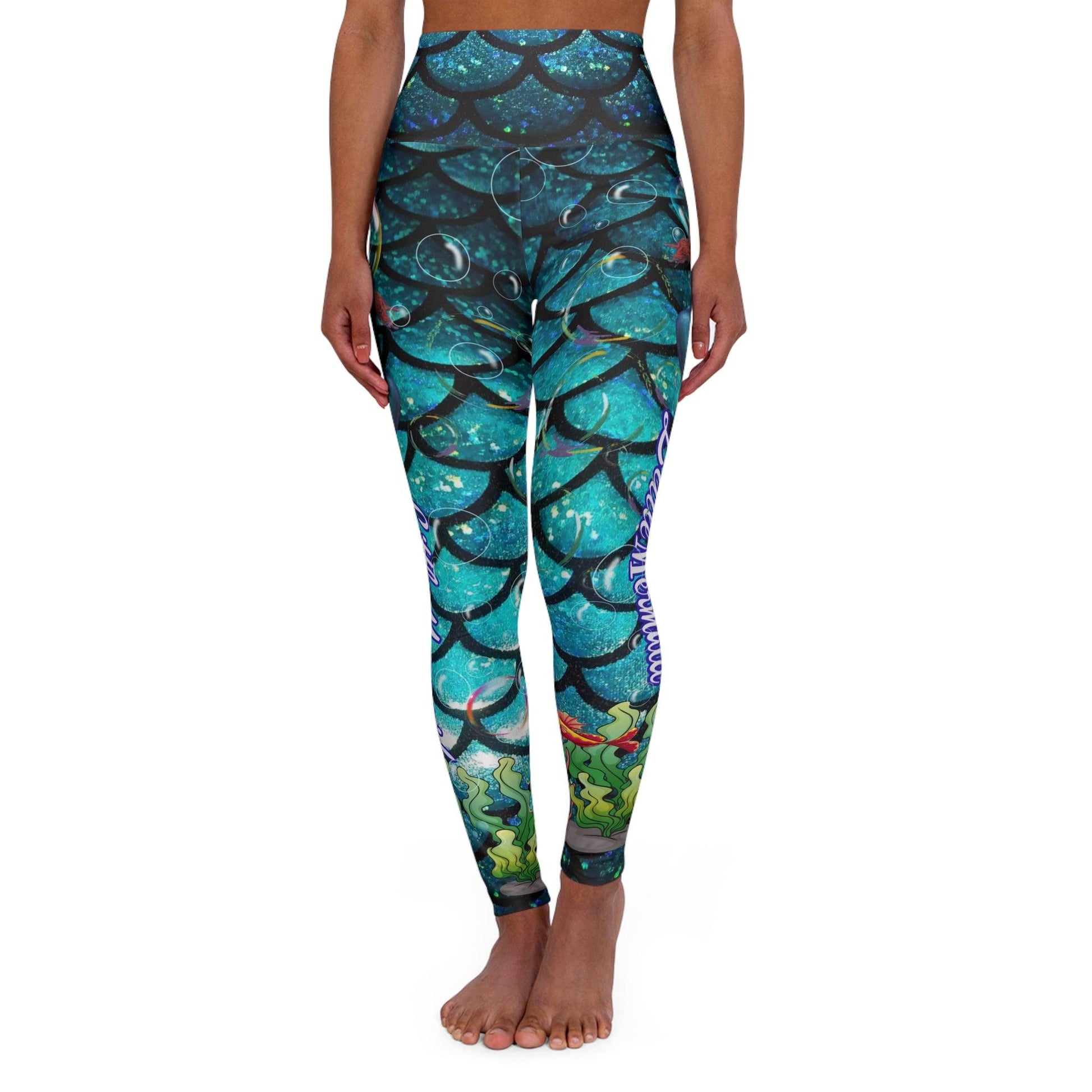 Ladies Little Mermaid High Waisted Yoga Leggings (AOP) - ALL4THEGIFTOFIT