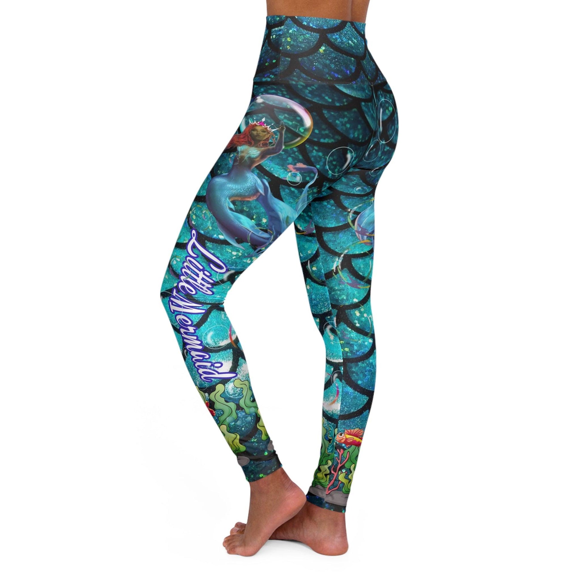 Ladies Little Mermaid High Waisted Yoga Leggings (AOP) - ALL4THEGIFTOFIT