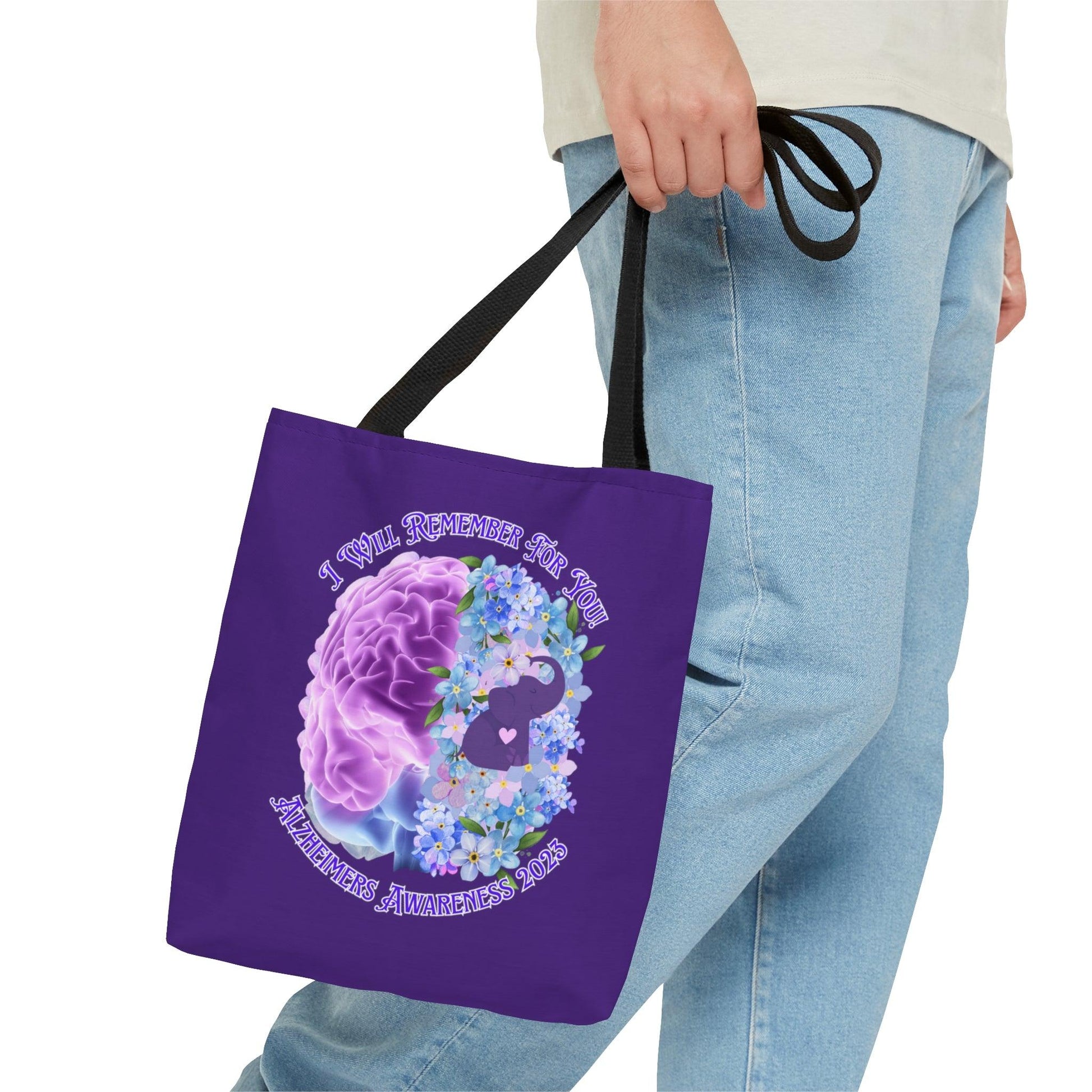 I Will Remember For You - Alzheimers Awareness Purple Tote Bag Brain (AOP) - ALL4THEGIFTOFIT