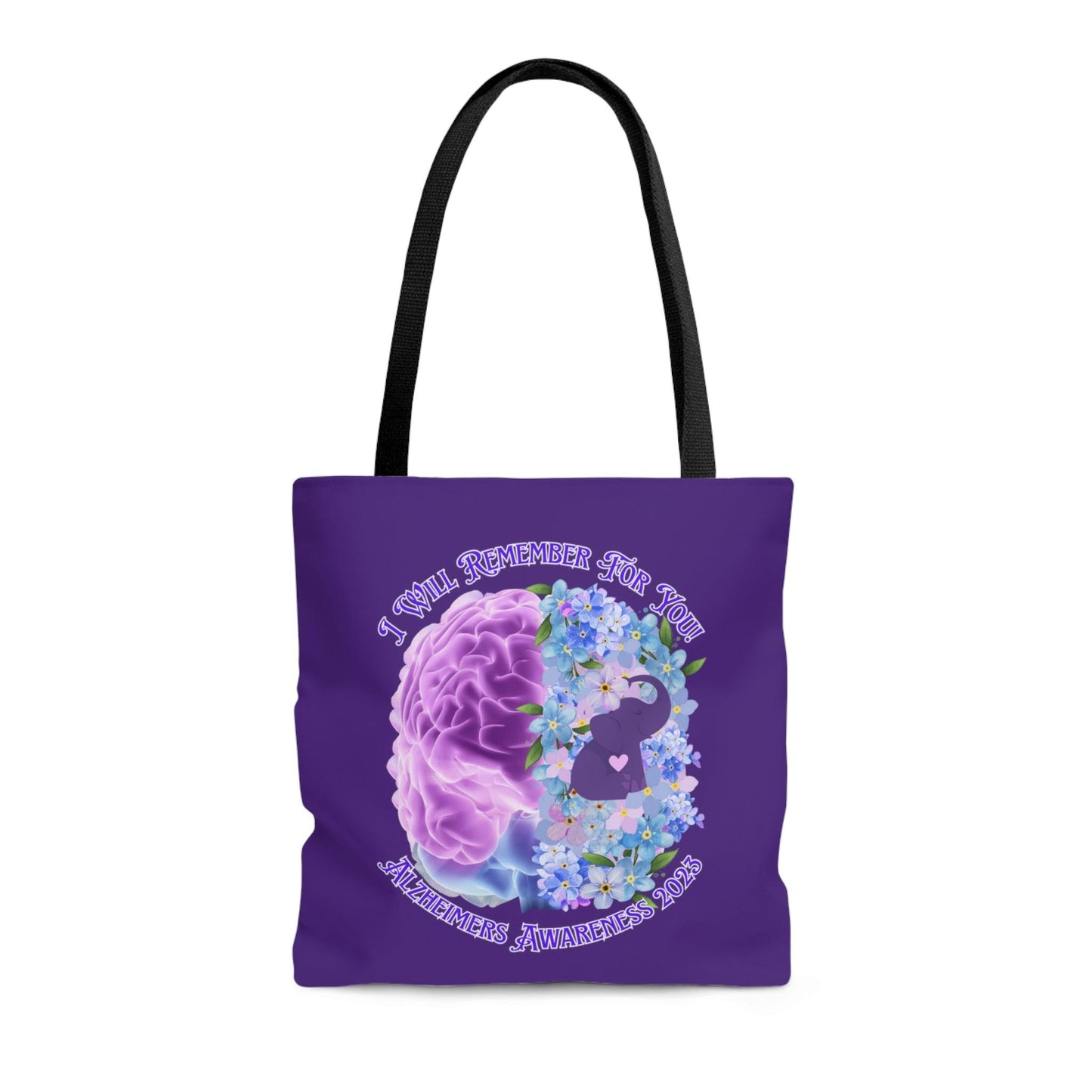 I Will Remember For You - Alzheimers Awareness Purple Tote Bag Brain (AOP) - ALL4THEGIFTOFIT