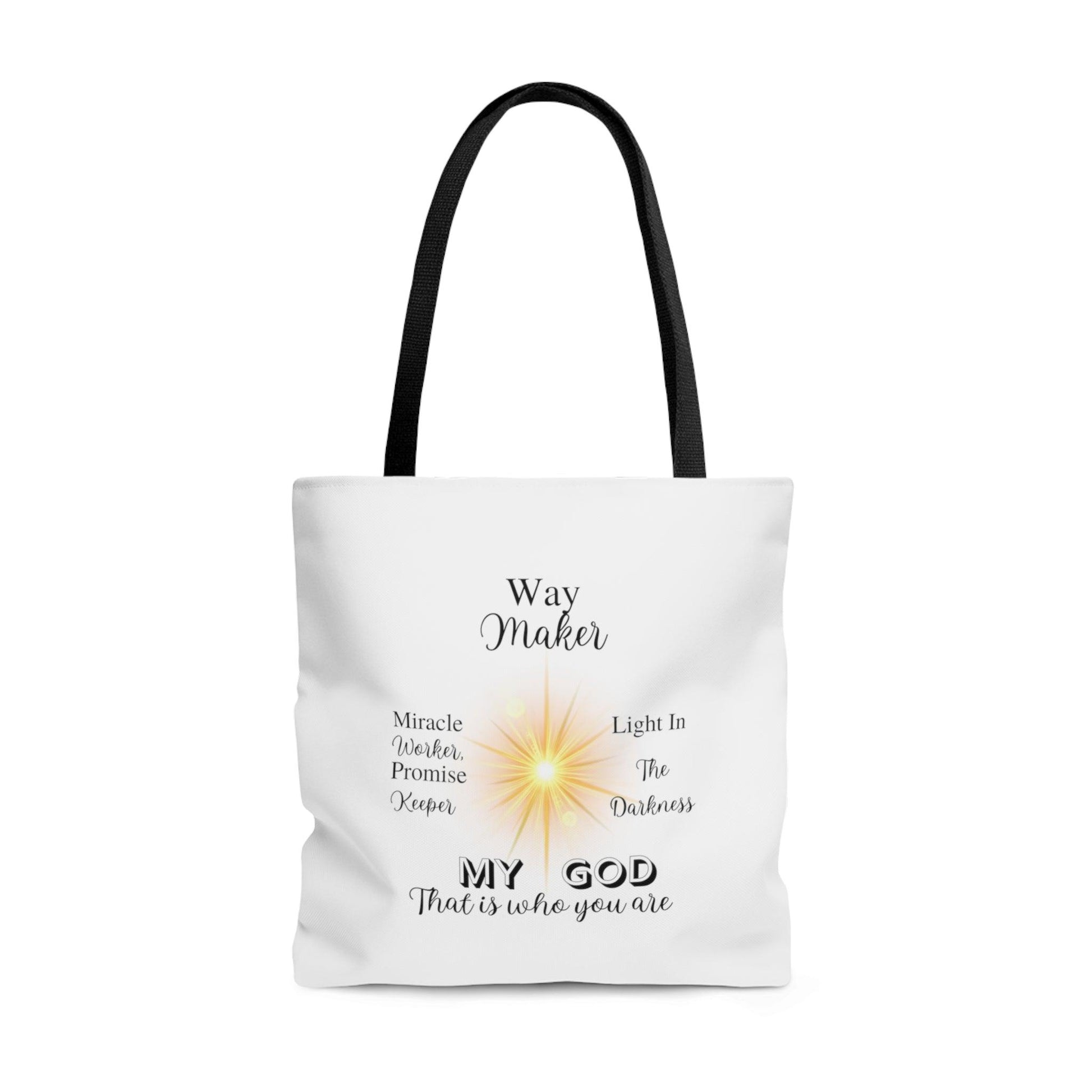 Way Maker... White Tote Bag (AOP) - ALL4THEGIFTOFIT