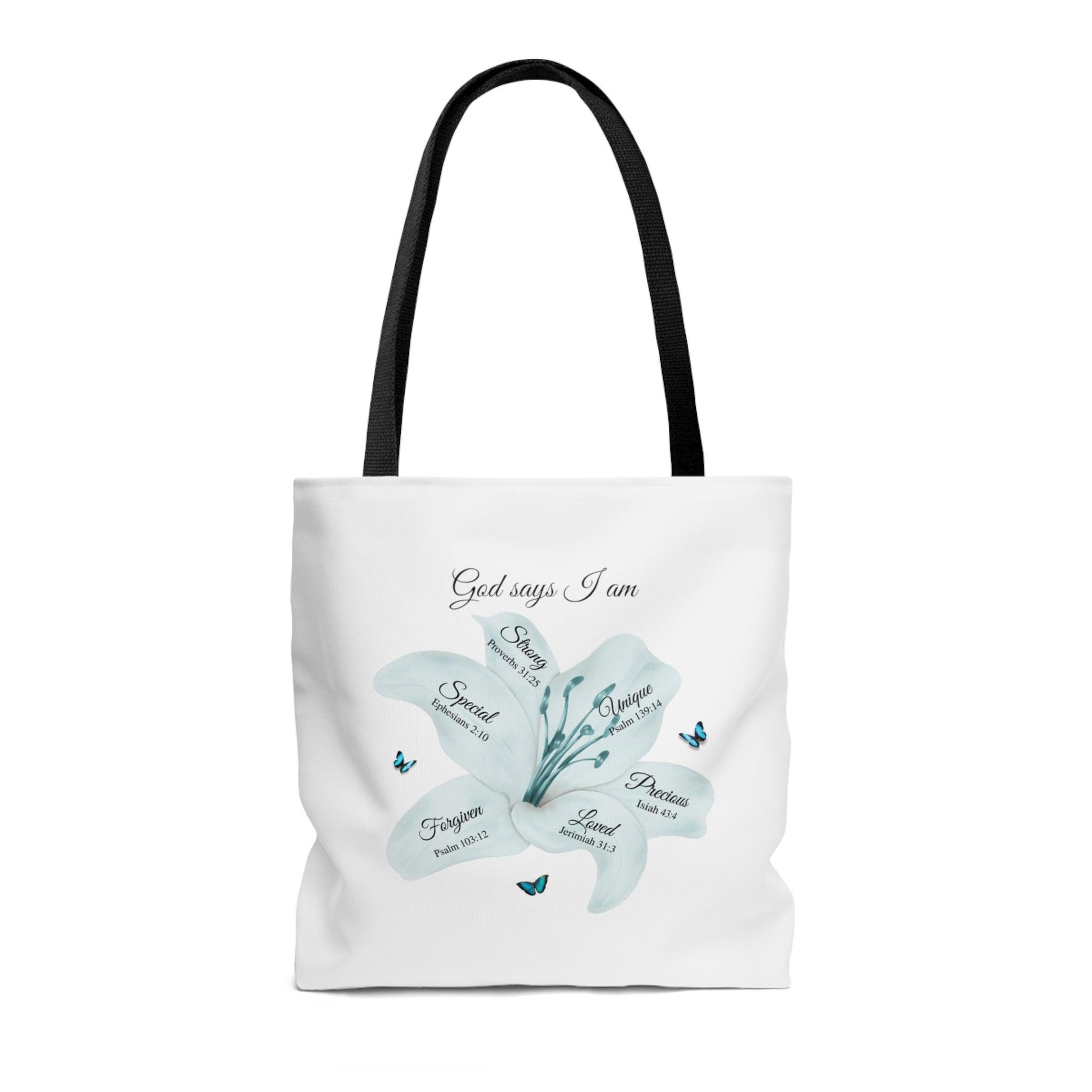 God Says... White Tote Bag (AOP) - ALL4THEGIFTOFIT