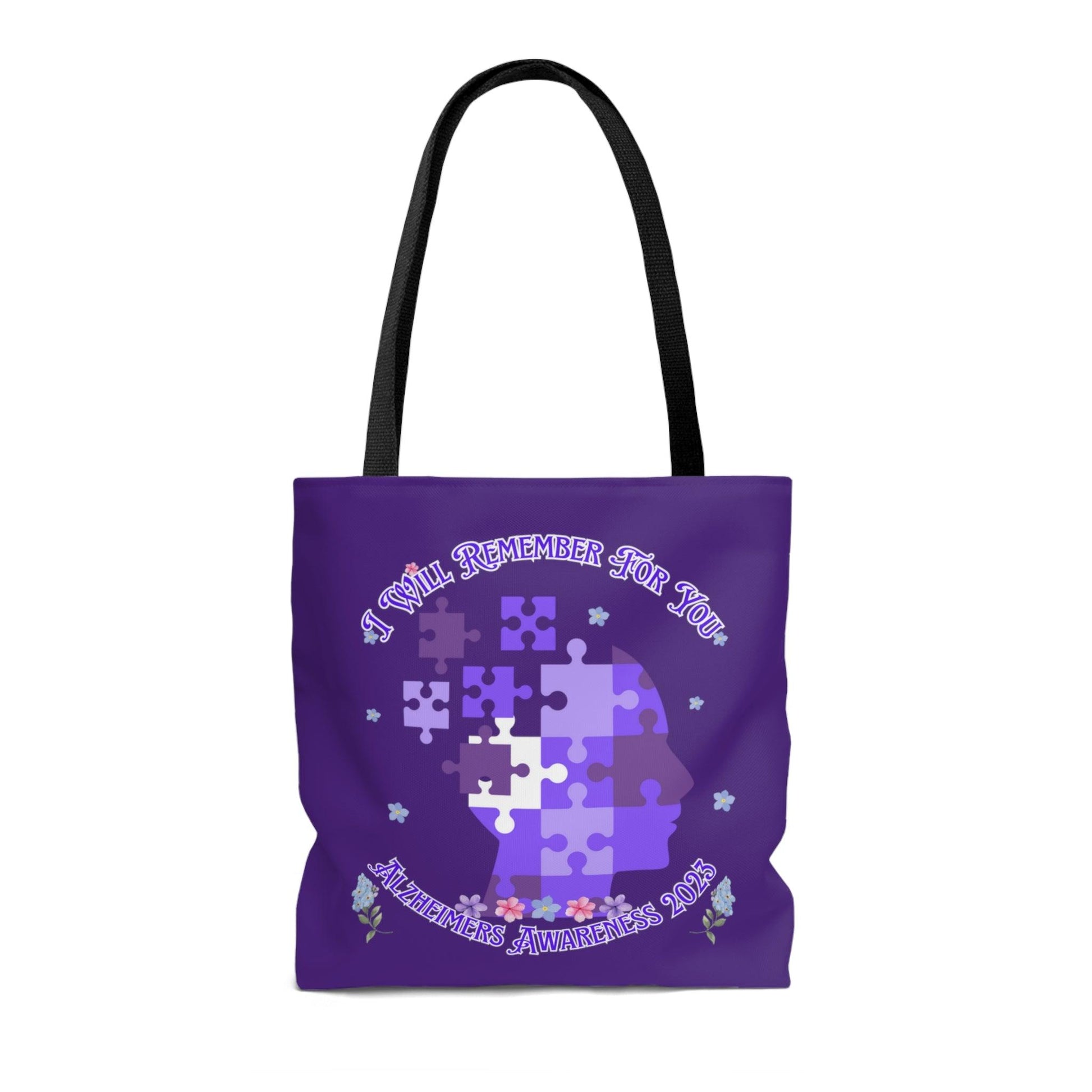 I Will Remember For You - Alzheimers Awareness Tote Bag Purple Puzzle (AOP) - ALL4THEGIFTOFIT