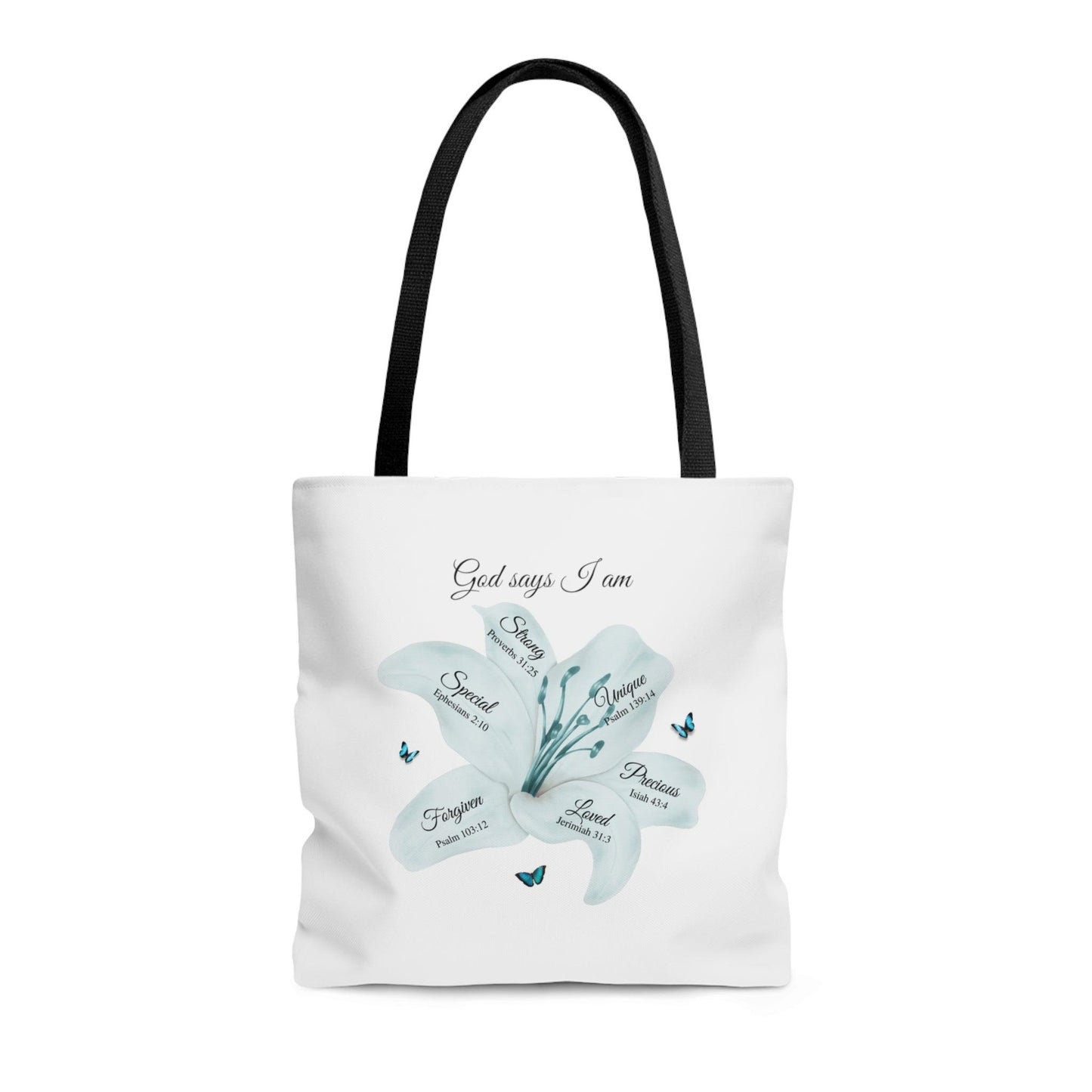 God Says... White Tote Bag (AOP) - ALL4THEGIFTOFIT