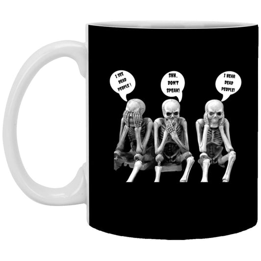 Three Skeletons Black & White Mug - ALL4THEGIFTOFIT