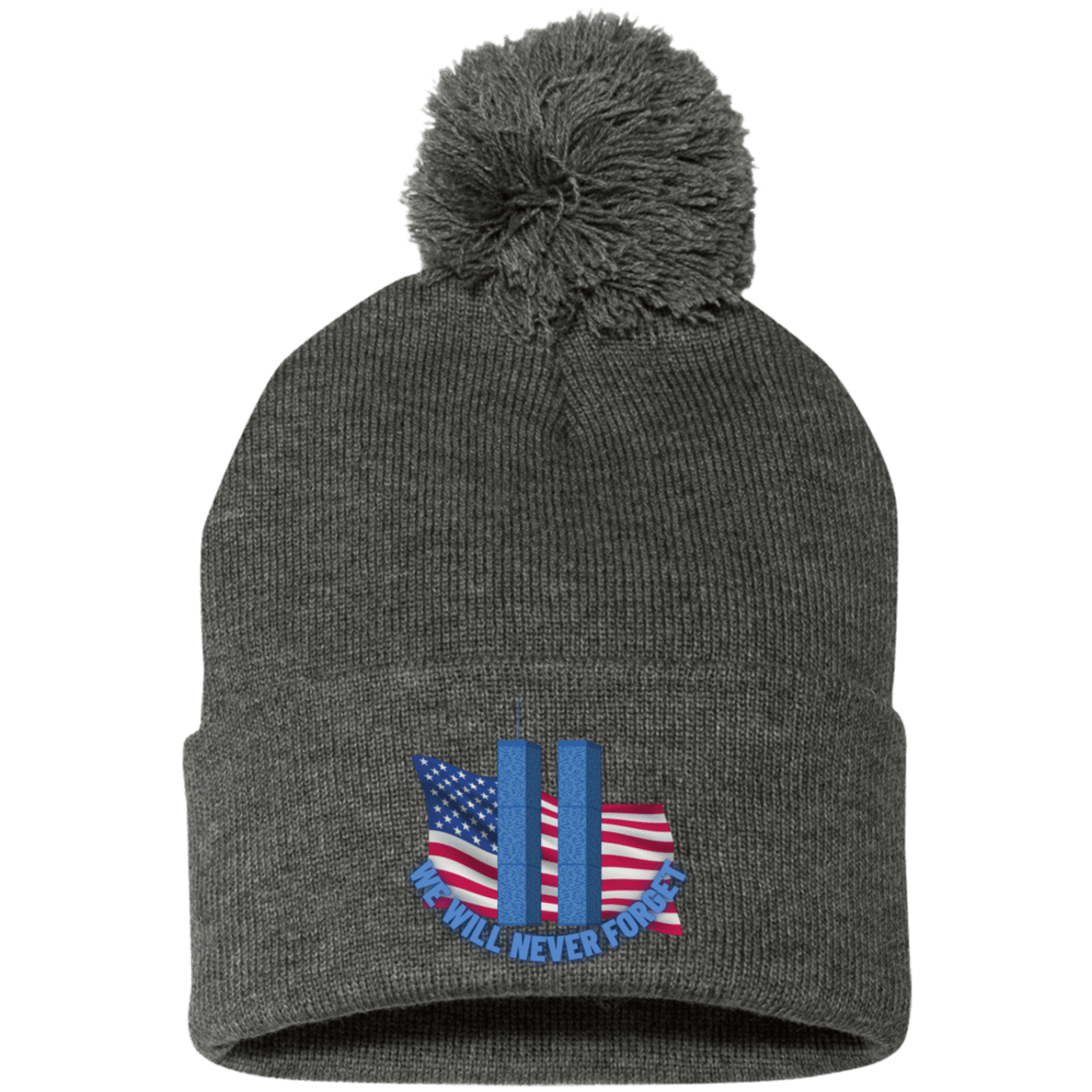 Never Forget (4) - SP15 Embroidered Pom Pom Knit Cap - ALL4THEGIFTOFIT