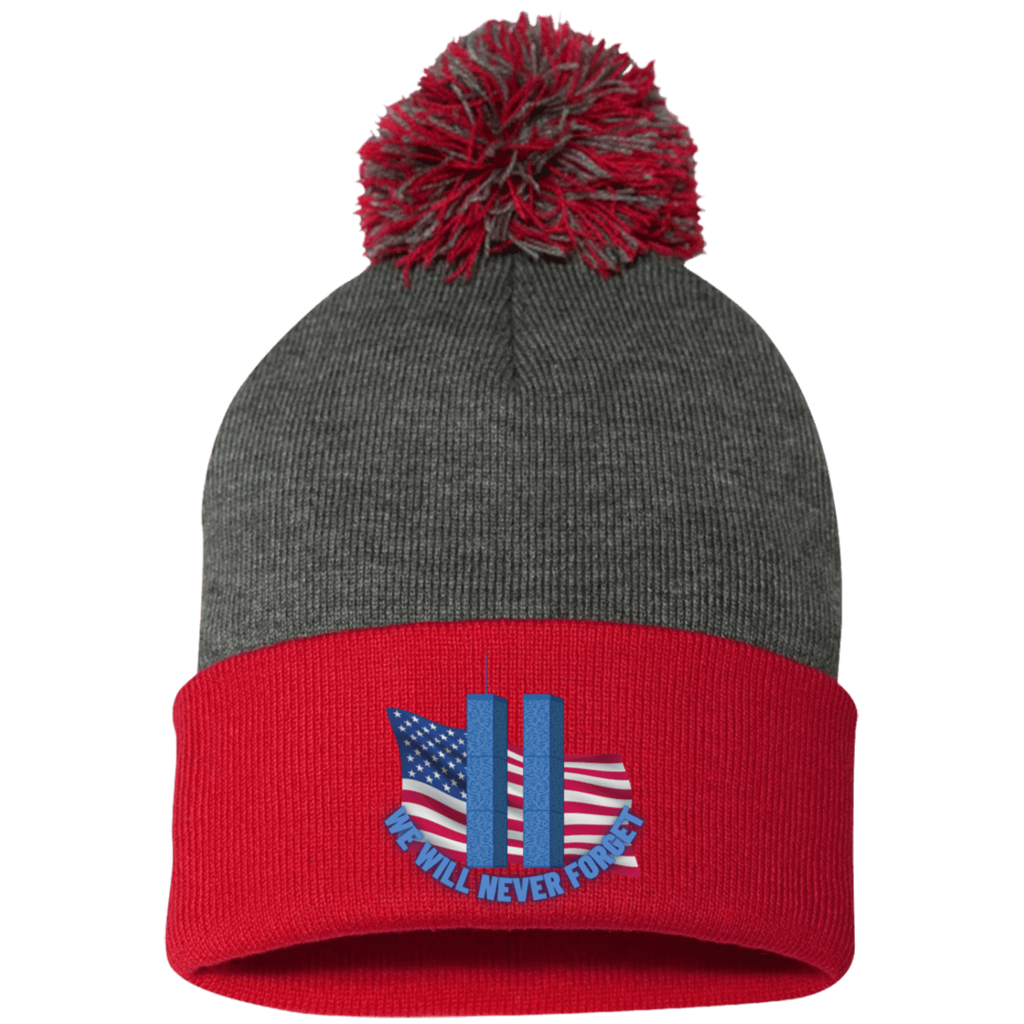 Never Forget (4) - SP15 Embroidered Pom Pom Knit Cap - ALL4THEGIFTOFIT