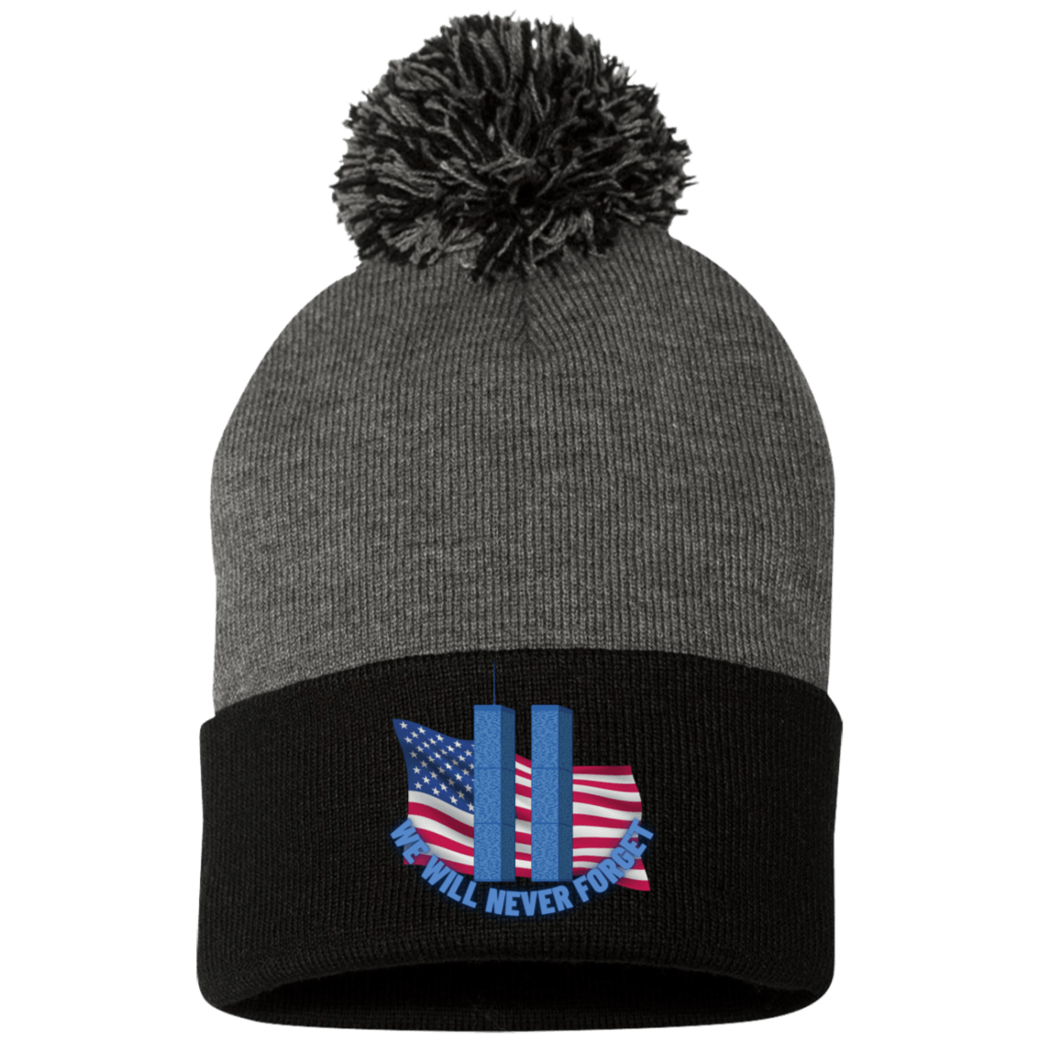 Never Forget (4) - SP15 Embroidered Pom Pom Knit Cap - ALL4THEGIFTOFIT