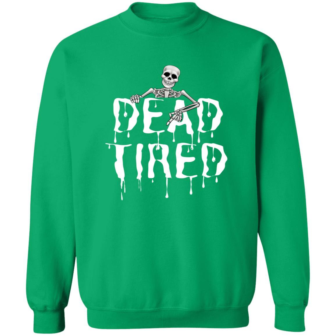 Dead Tired - White (Halloween) - G180 Crewneck Pullover Sweatshirt - ALL4THEGIFTOFIT