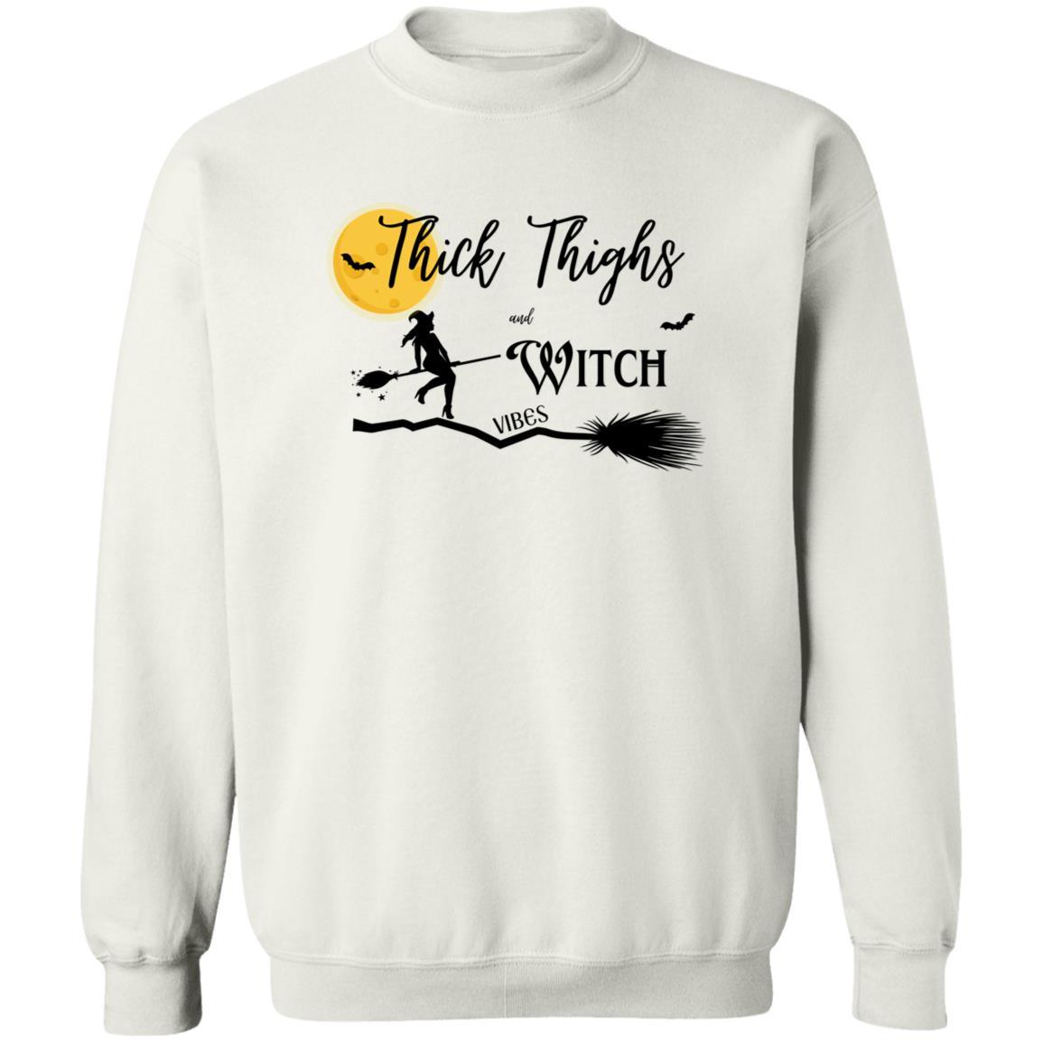 Thick Thighs & Witch Vibes - G180 Crewneck Pullover Sweatshirt - ALL4THEGIFTOFIT