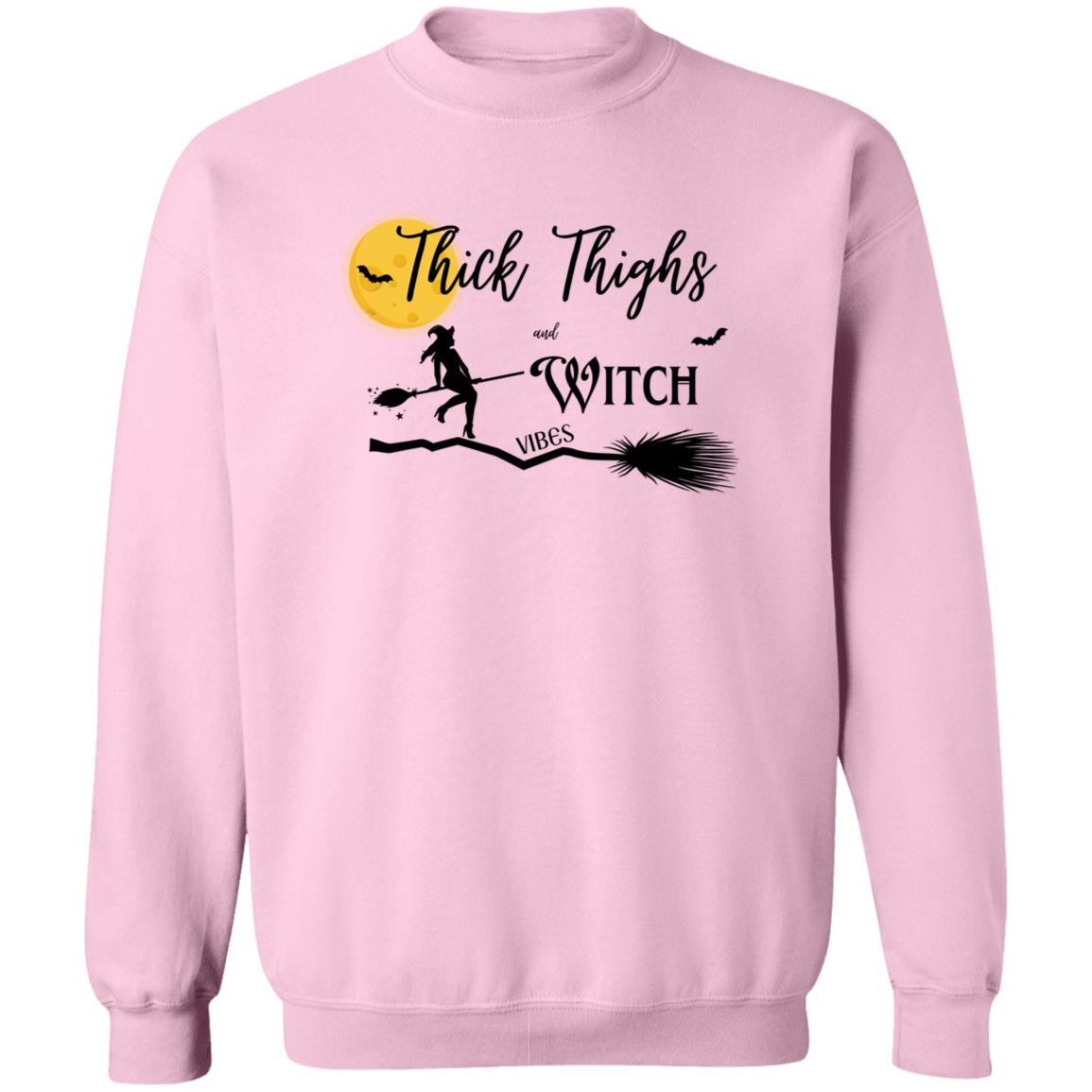 Thick Thighs & Witch Vibes - G180 Crewneck Pullover Sweatshirt - ALL4THEGIFTOFIT