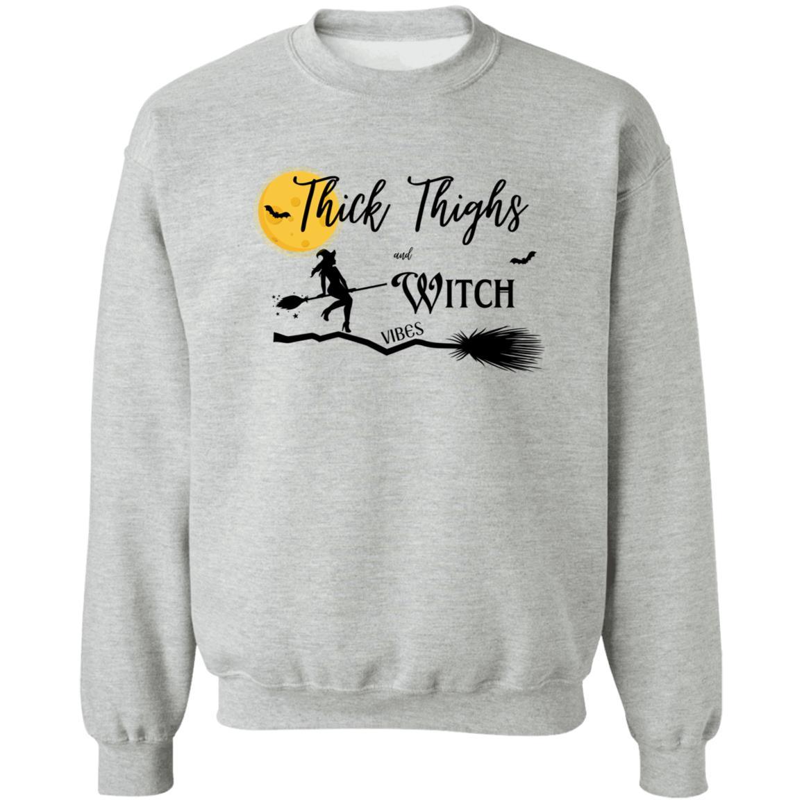 Thick Thighs & Witch Vibes - G180 Crewneck Pullover Sweatshirt - ALL4THEGIFTOFIT