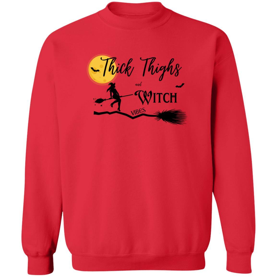 Thick Thighs & Witch Vibes - G180 Crewneck Pullover Sweatshirt - ALL4THEGIFTOFIT