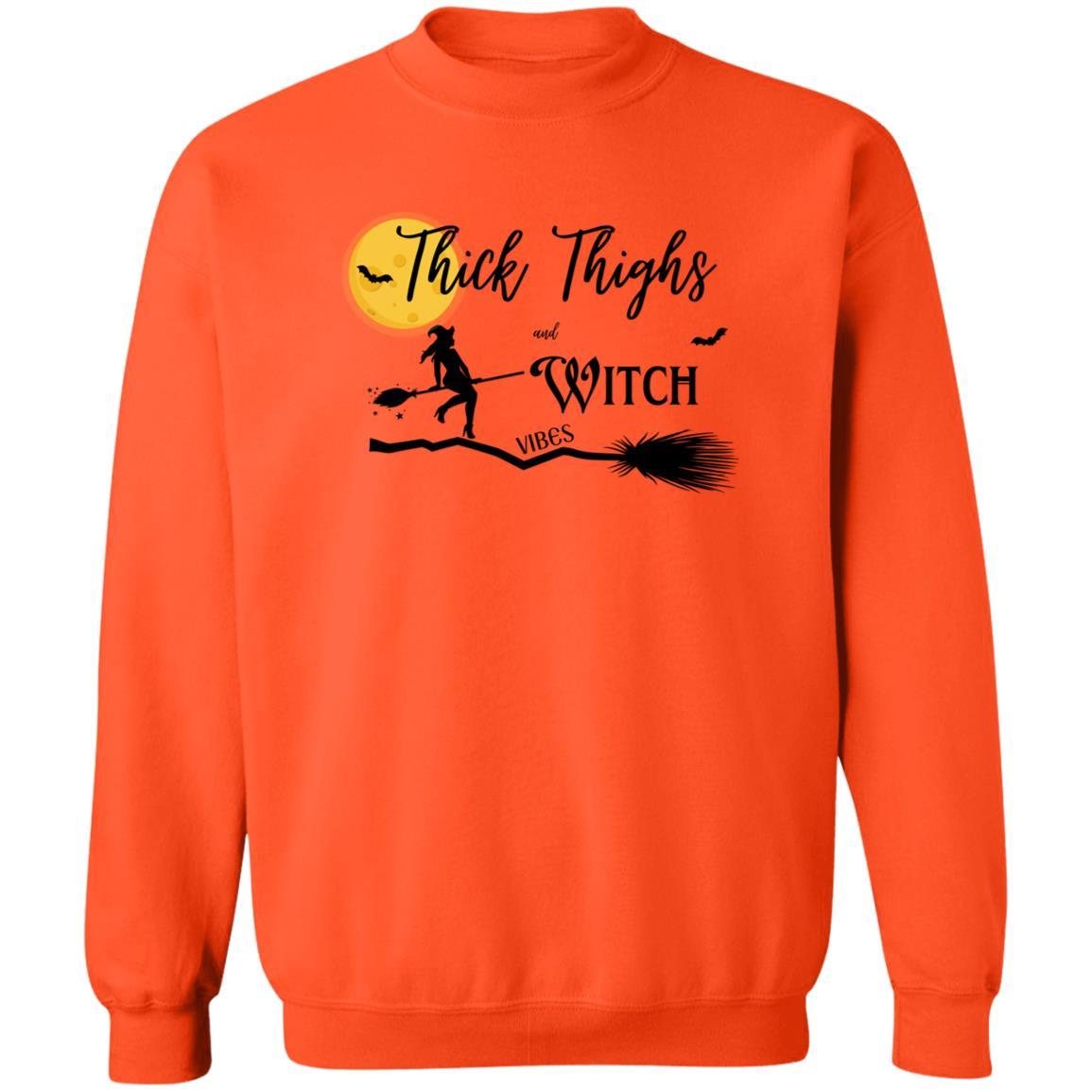 Thick Thighs & Witch Vibes - G180 Crewneck Pullover Sweatshirt - ALL4THEGIFTOFIT