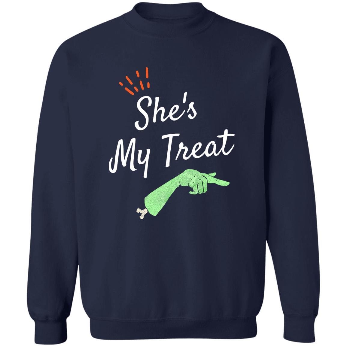 She's My Treat (Halloween) - G180 Crewneck Pullover Sweatshirt - ALL4THEGIFTOFIT